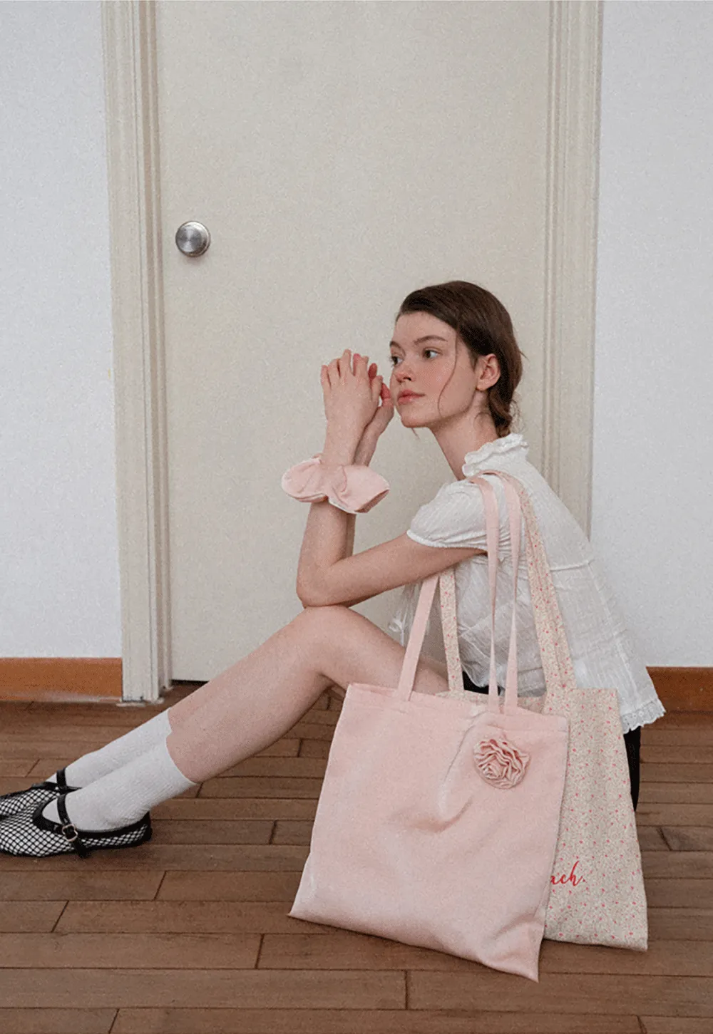 Ruffled Lace Trim Puff Sleeve Sheer Blouse