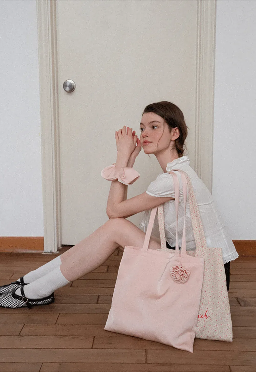 Ruffled Lace Trim Puff Sleeve Sheer Blouse