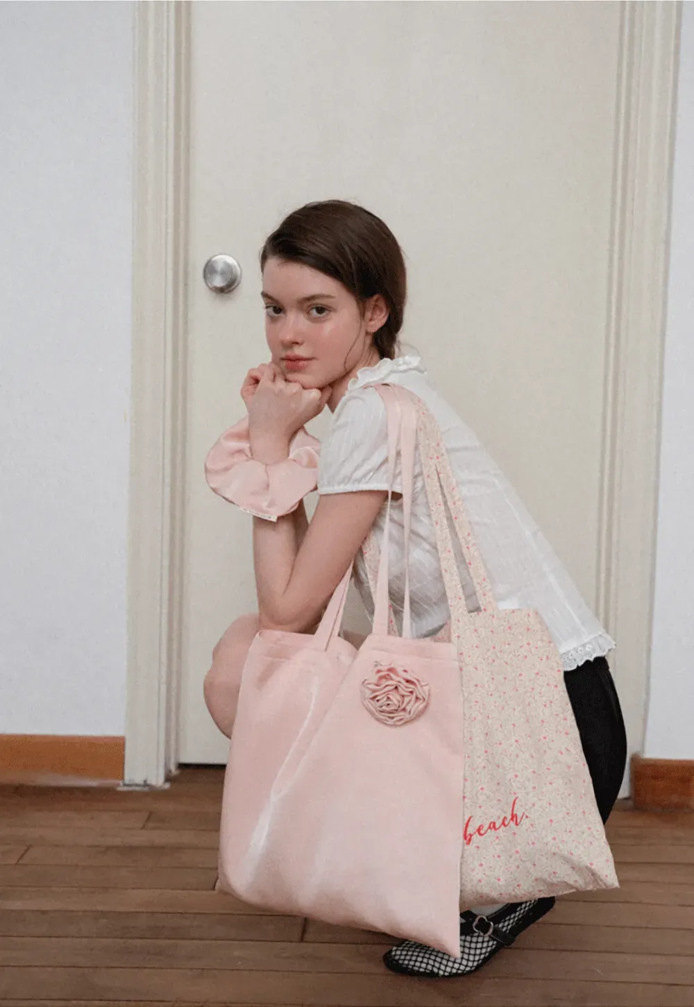 Ruffled Lace Trim Puff Sleeve Sheer Blouse