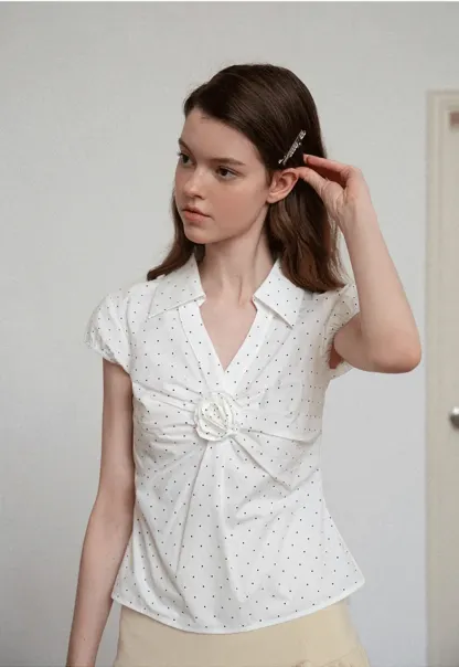 Pleated Front Detail Short Sleeve Collared Shirt