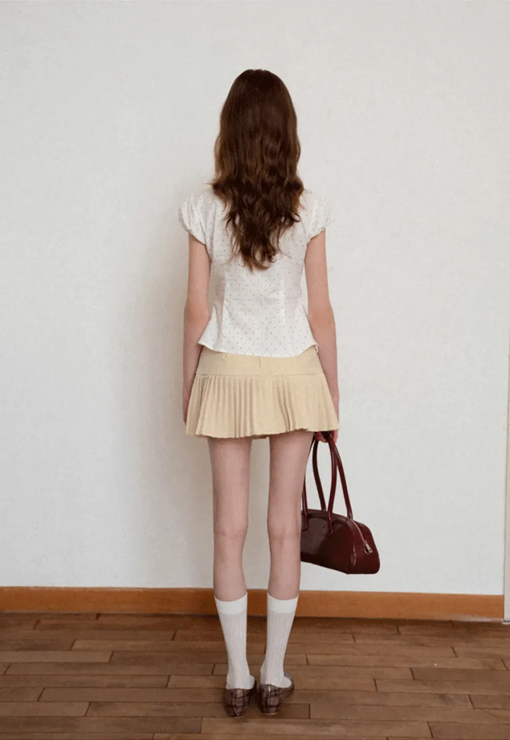 Pleated Front Detail Short Sleeve Collared Shirt