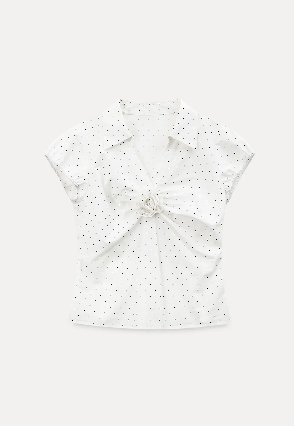 Pleated Front Detail Short Sleeve Collared Shirt