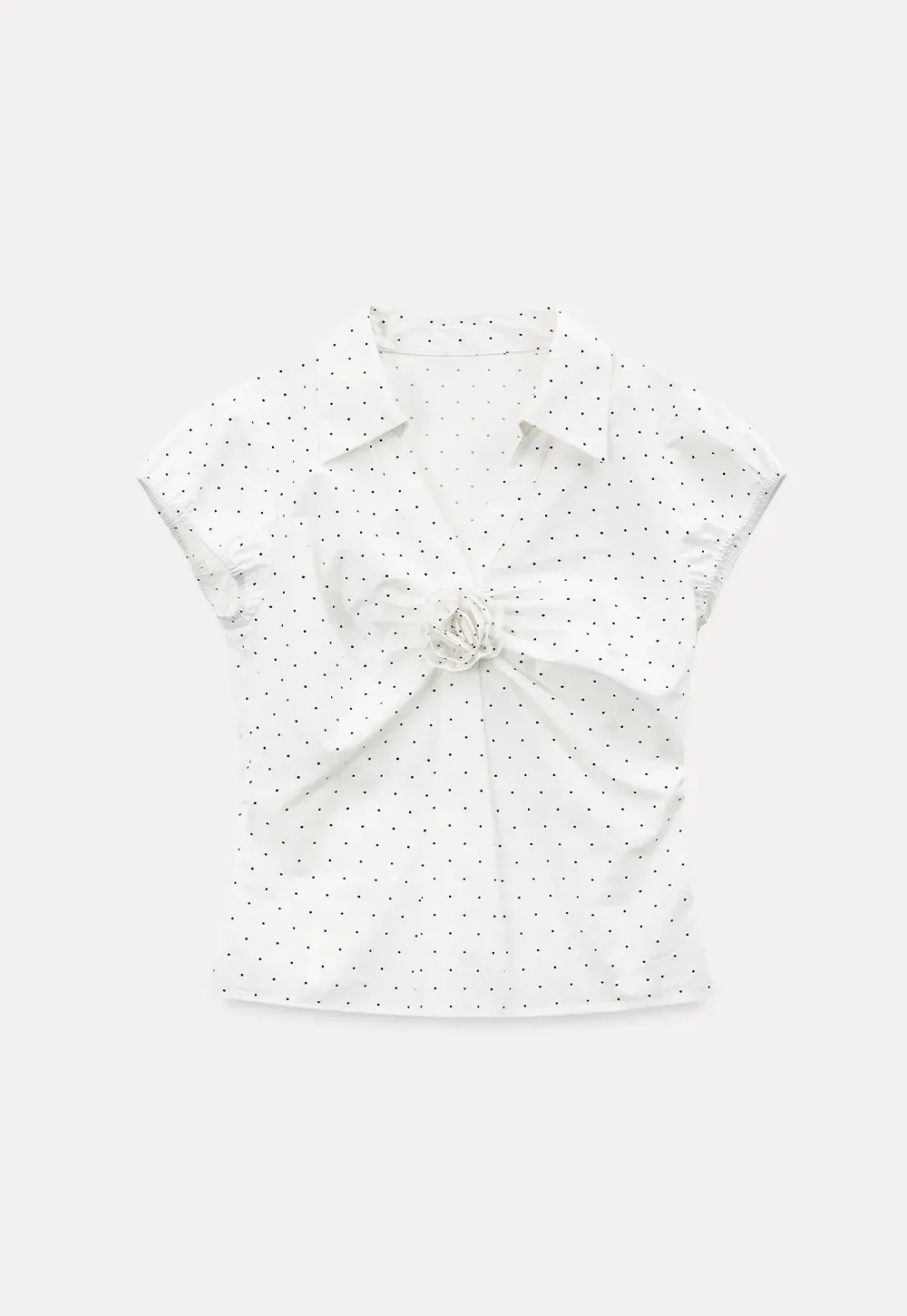 Pleated Front Detail Short Sleeve Collared Shirt