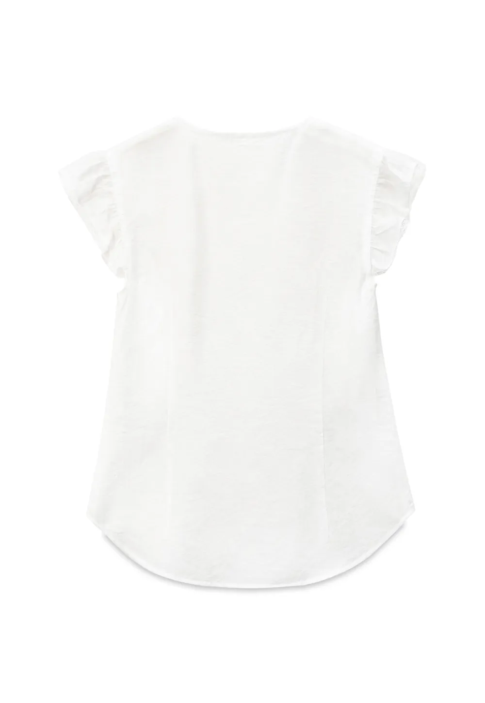 Ruffled Cap Sleeve V Neck Button Front Shirt