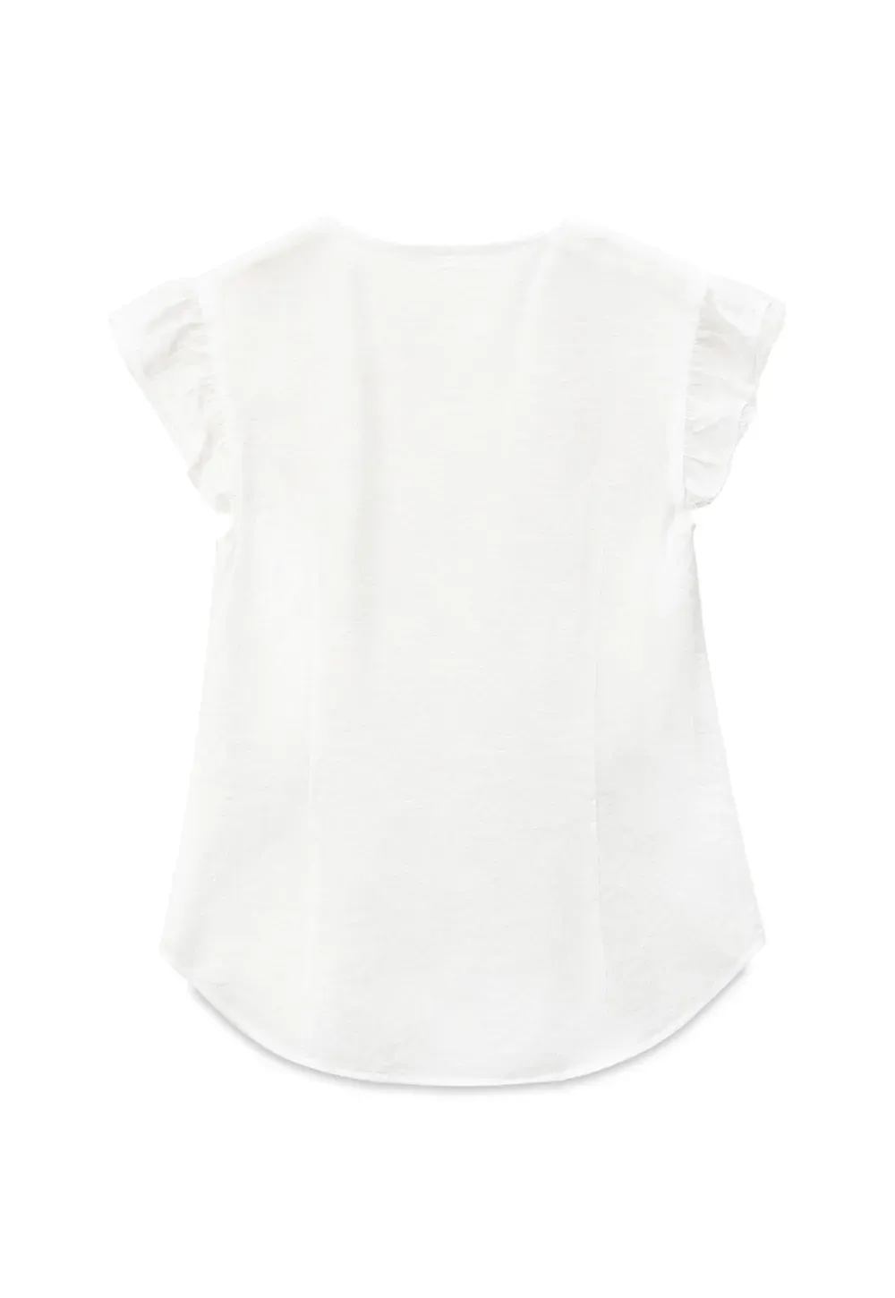 Ruffled Cap Sleeve V Neck Button Front Shirt