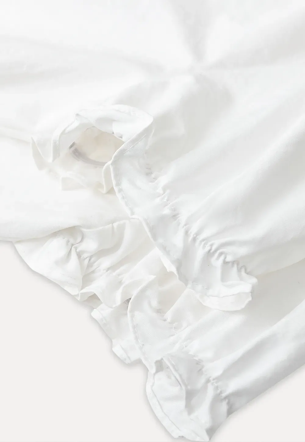 Short Sleeve Shirt with Lace Trim and Puffed Sleeves