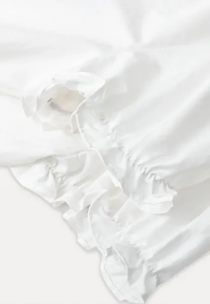 Short Sleeve Shirt with Lace Trim and Puffed Sleeves