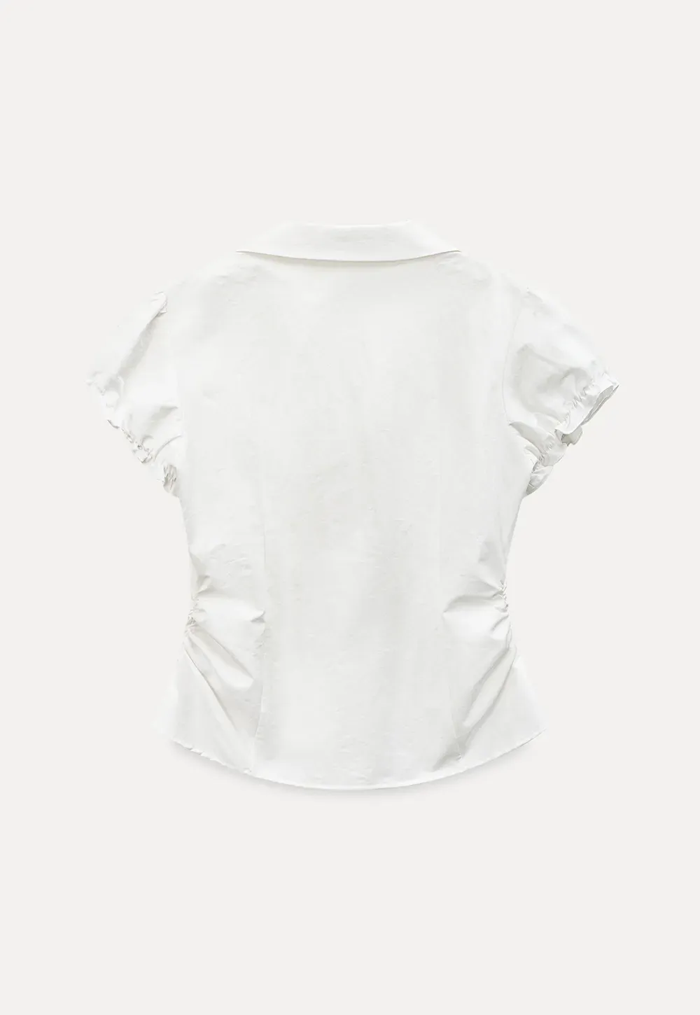 Short Sleeve Shirt with Lace Trim and Puffed Sleeves