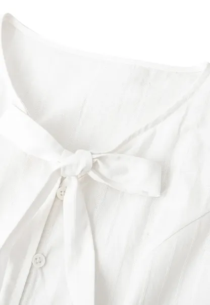 Ruffled Sleeve Bow Front Shirt