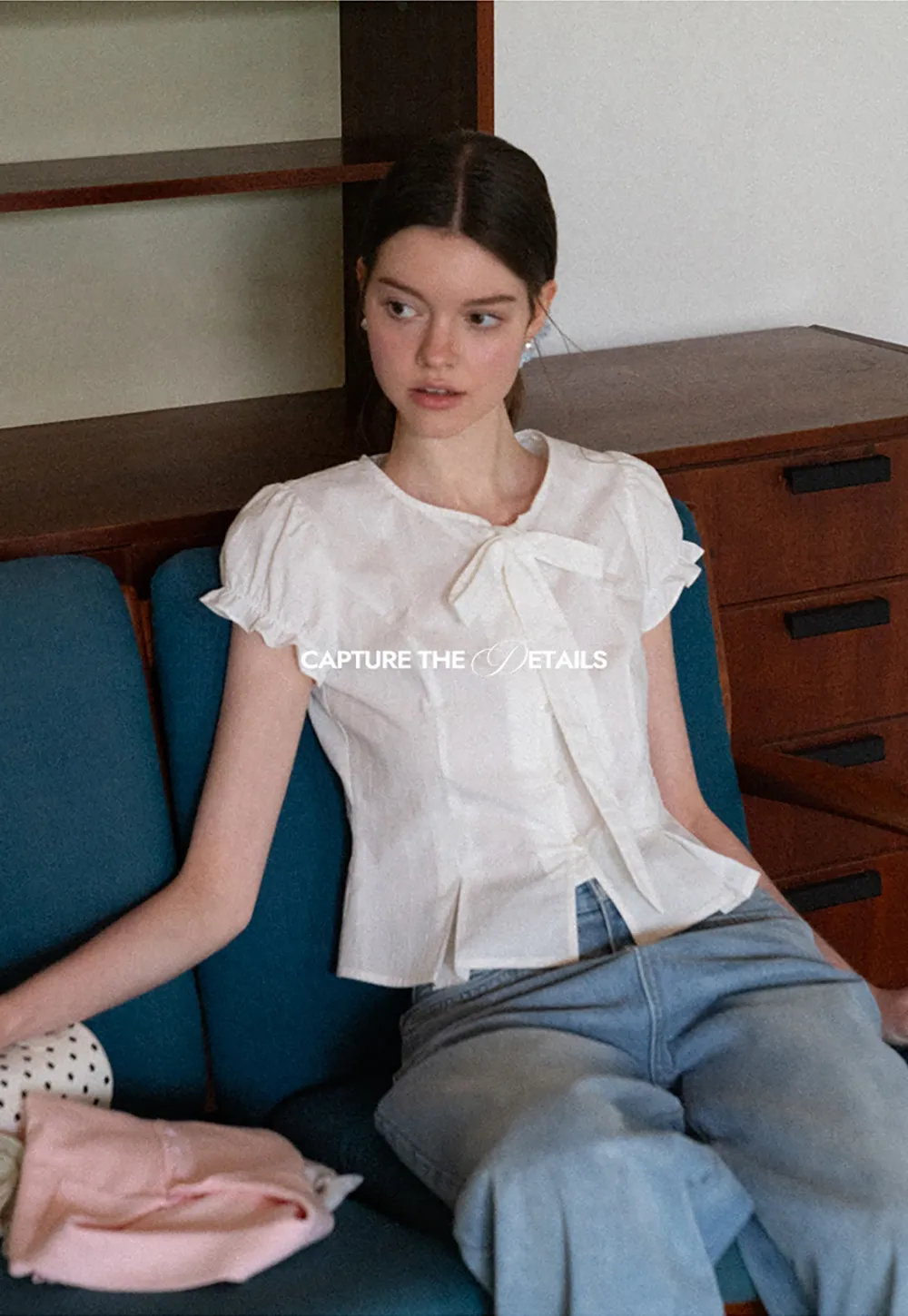 Ruffled Sleeve Bow Front Shirt
