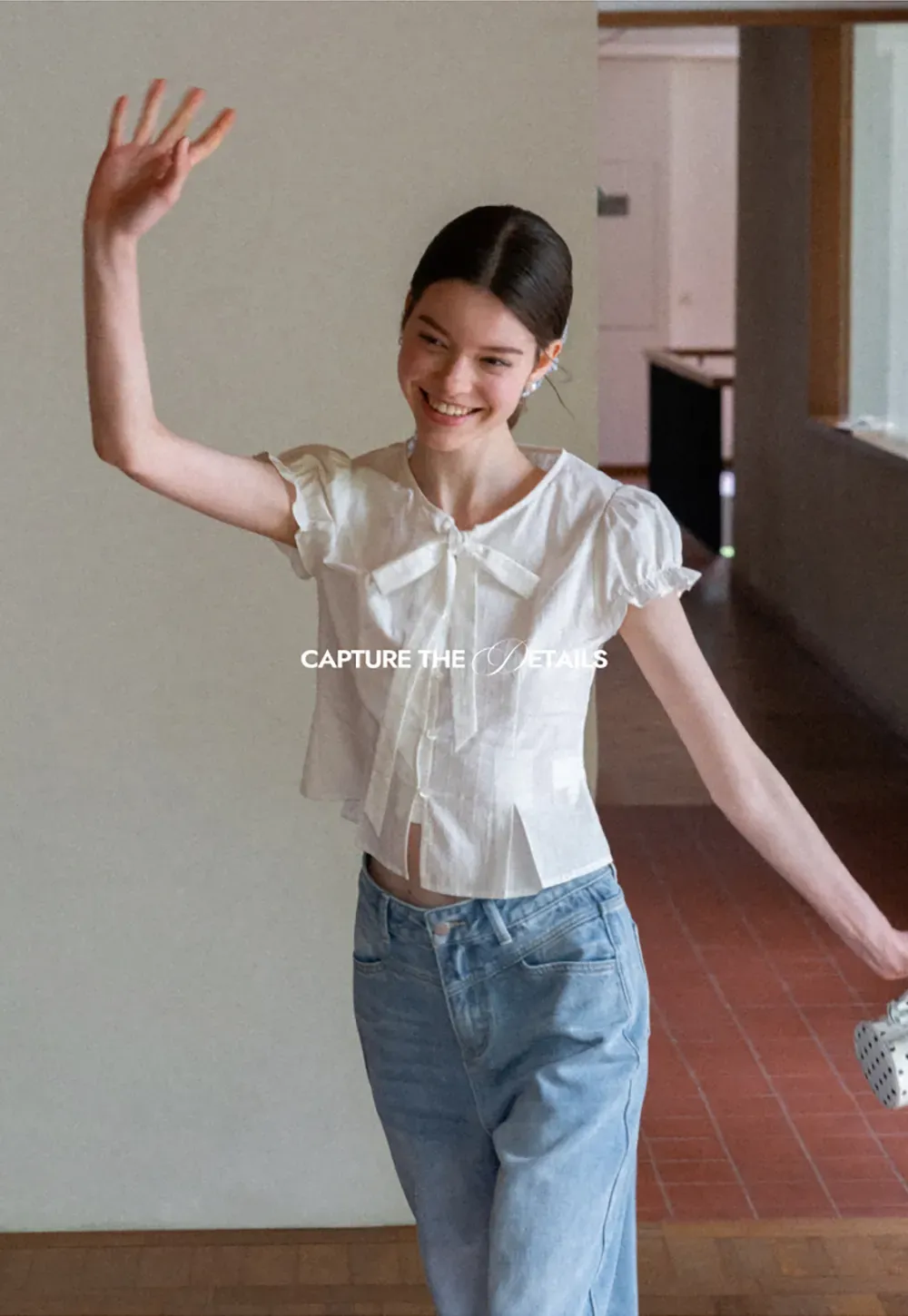Ruffled Sleeve Bow Front Shirt