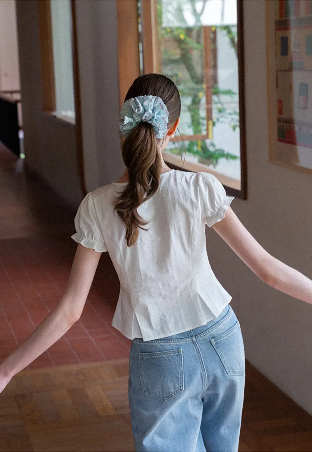 Ruffled Sleeve Bow Front Shirt
