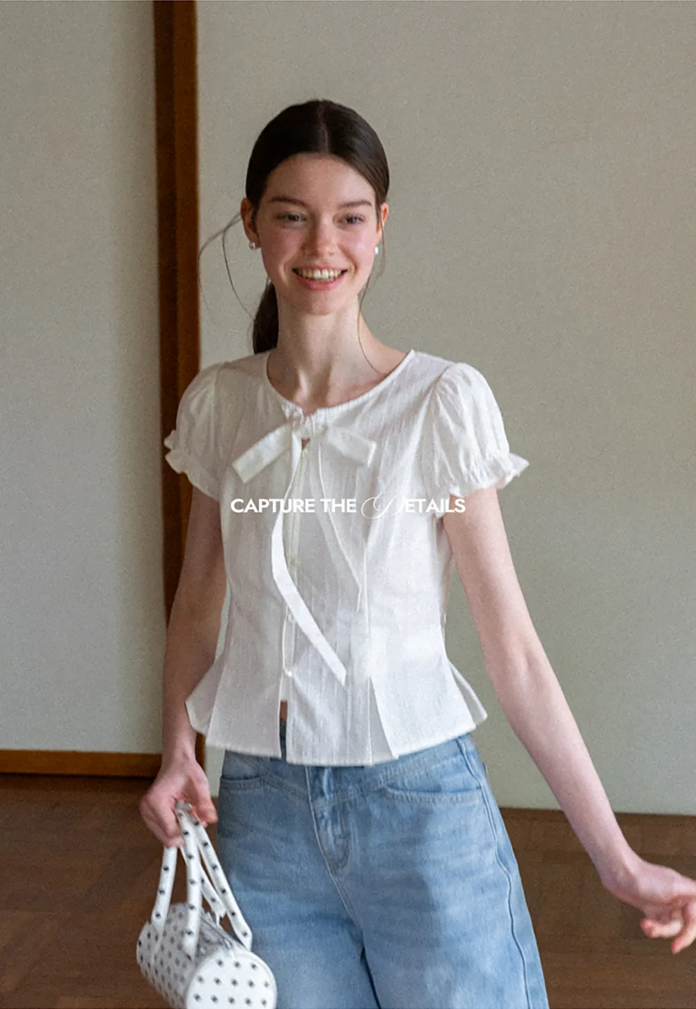 Ruffled Sleeve Bow Front Shirt