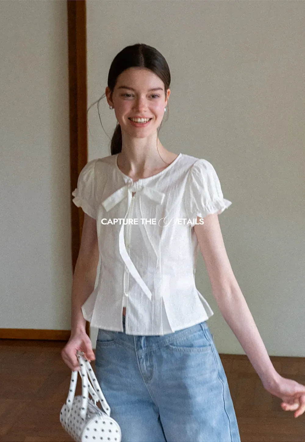 Ruffled Sleeve Bow Front Shirt