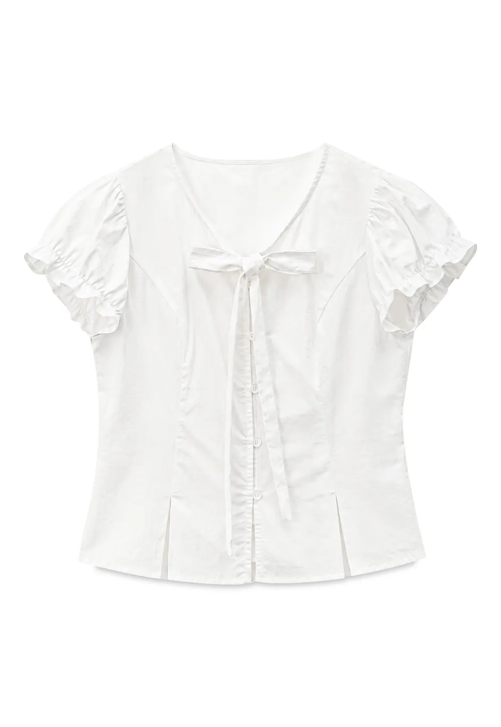 Ruffled Sleeve Bow Front Shirt