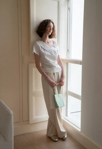 Asymmetrical Draped One Shoulder Short Sleeve Shirt