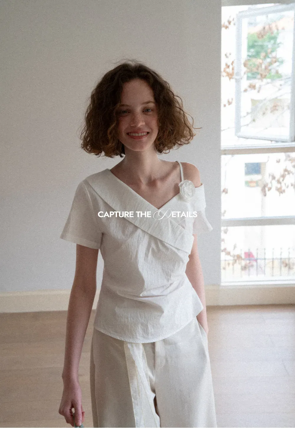 Asymmetrical Draped One Shoulder Short Sleeve Shirt