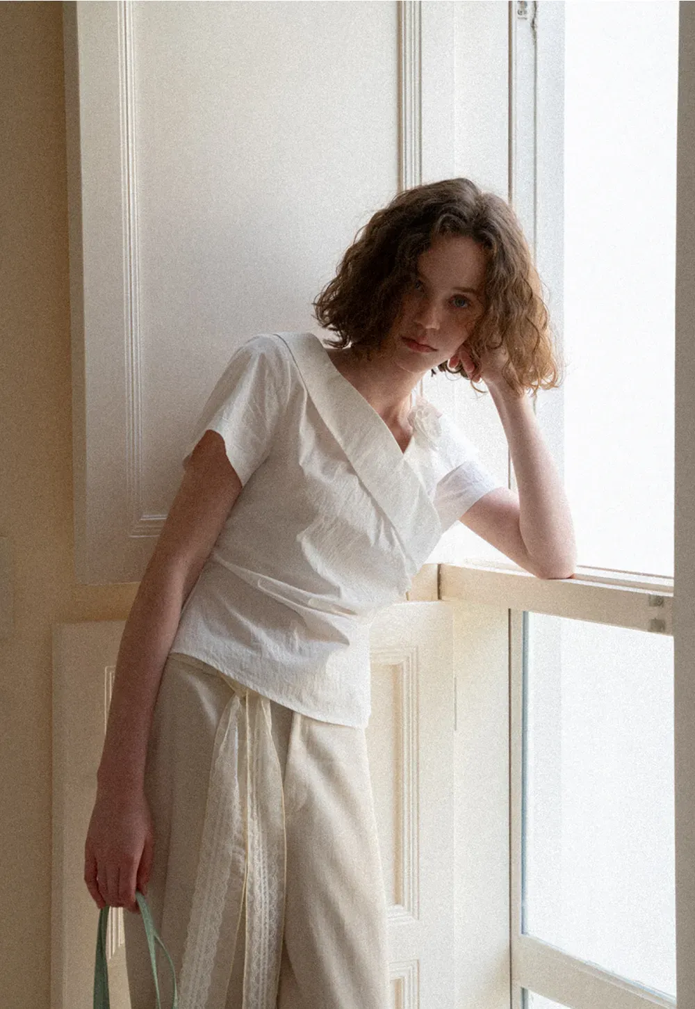 Asymmetrical Draped One Shoulder Short Sleeve Shirt