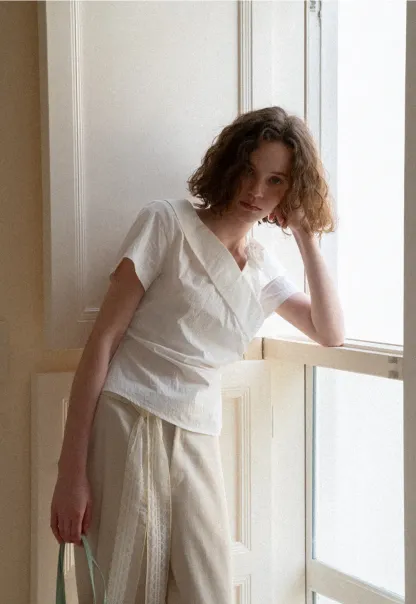 Asymmetrical Draped One Shoulder Short Sleeve Shirt