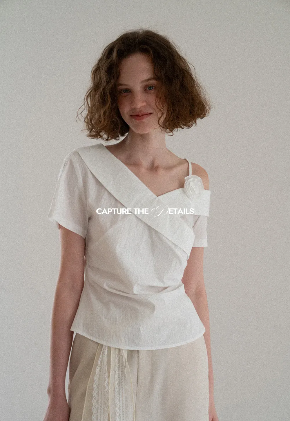 Asymmetrical Draped One Shoulder Short Sleeve Shirt