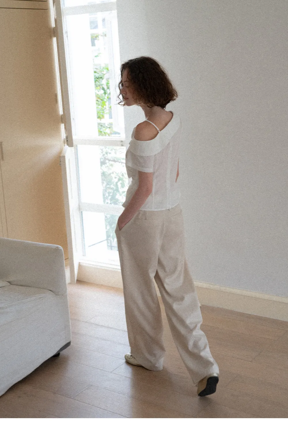 Asymmetrical Draped One Shoulder Short Sleeve Shirt