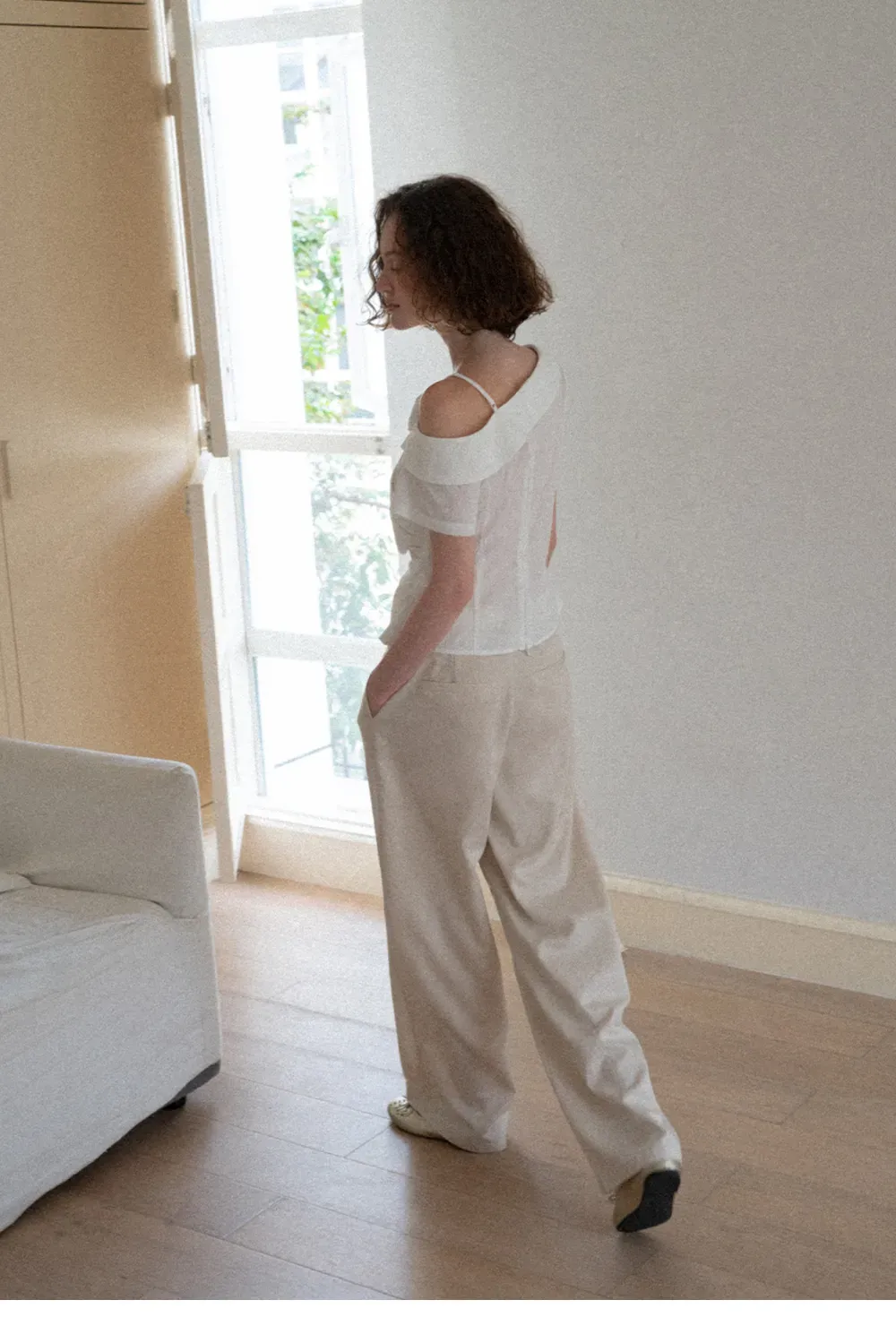 Asymmetrical Draped One Shoulder Short Sleeve Shirt