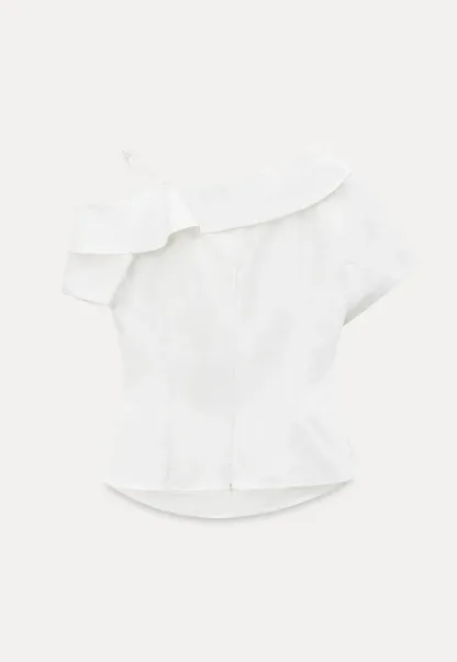Asymmetrical Draped One Shoulder Short Sleeve Shirt