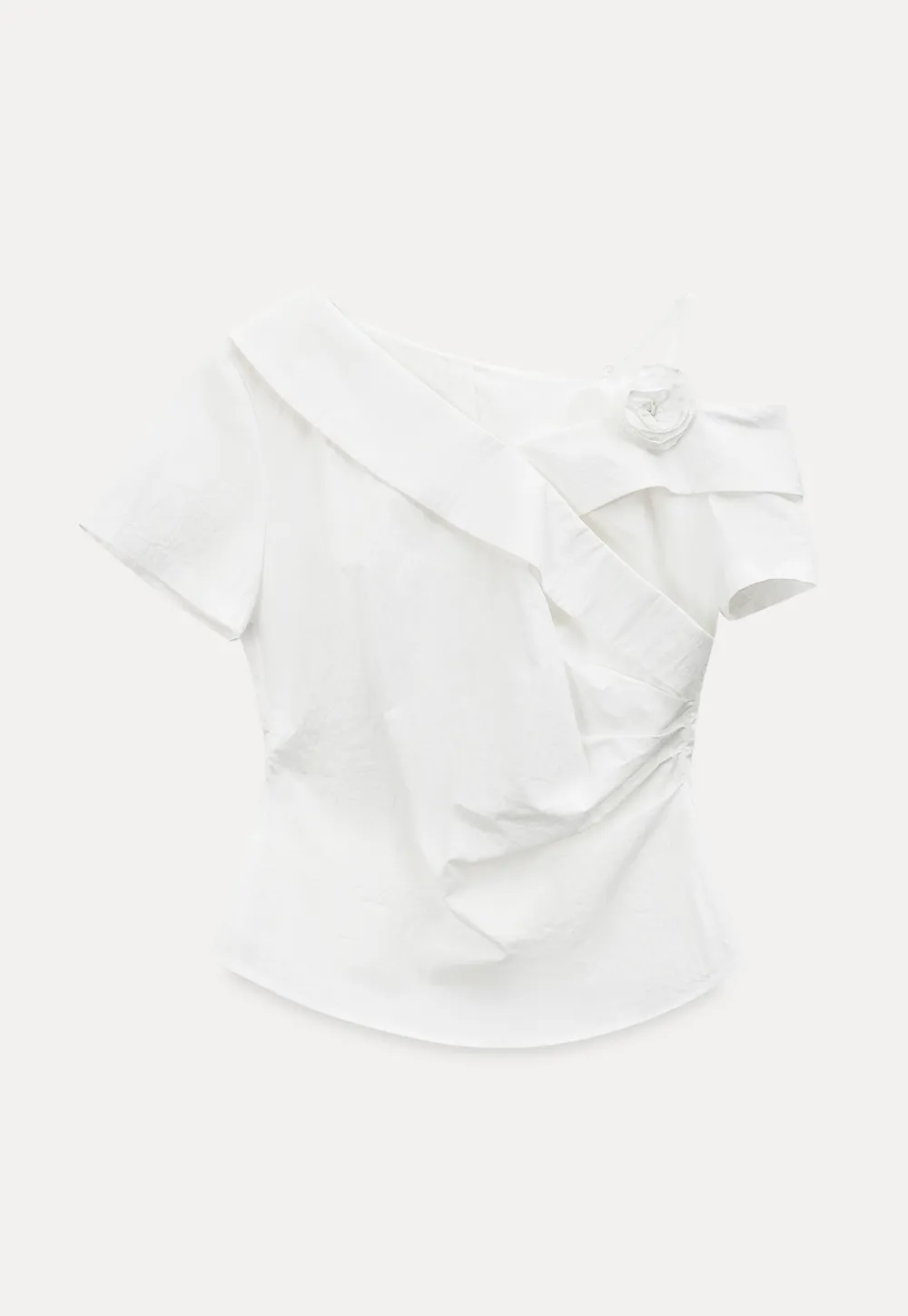 Asymmetrical Draped One Shoulder Short Sleeve Shirt