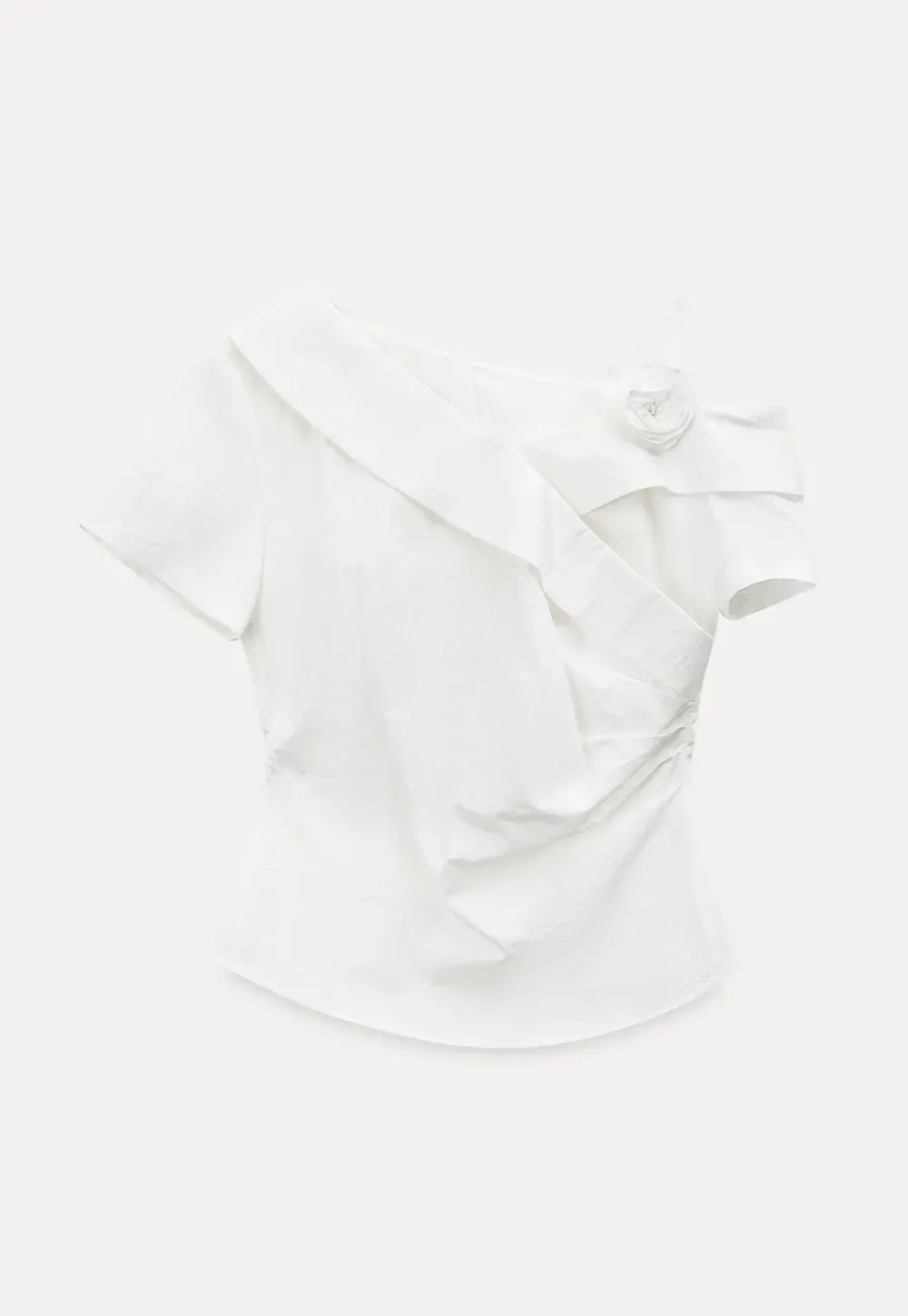 Asymmetrical Draped One Shoulder Short Sleeve Shirt