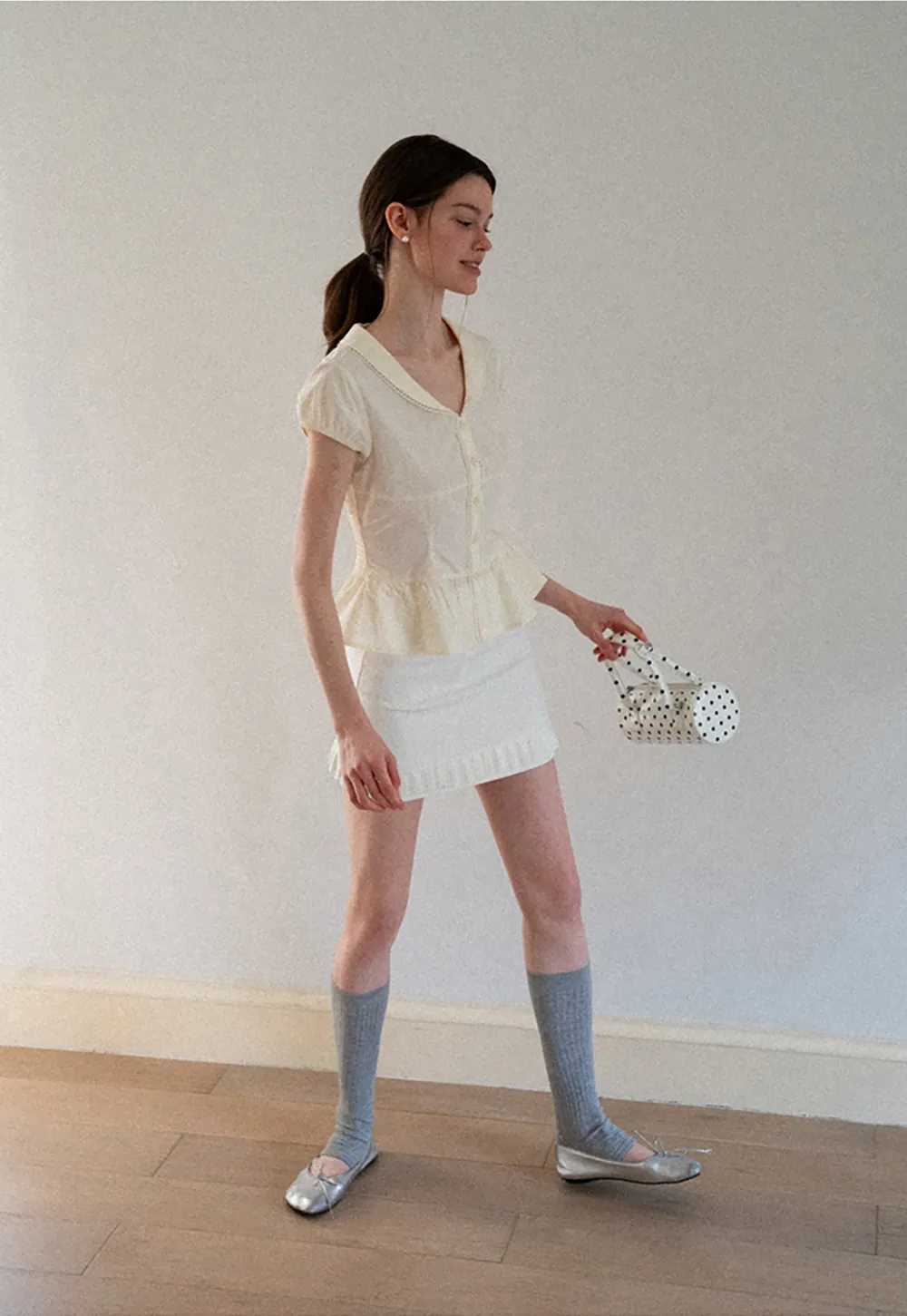 Puff Sleeve Peplum Top Shirt