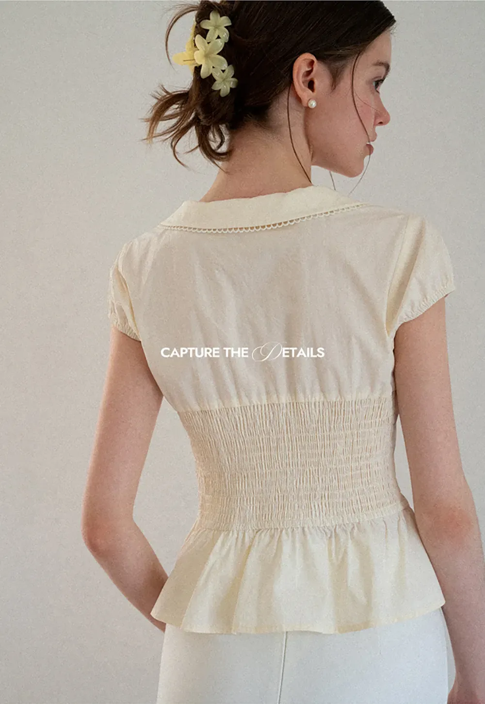 Puff Sleeve Peplum Top Shirt