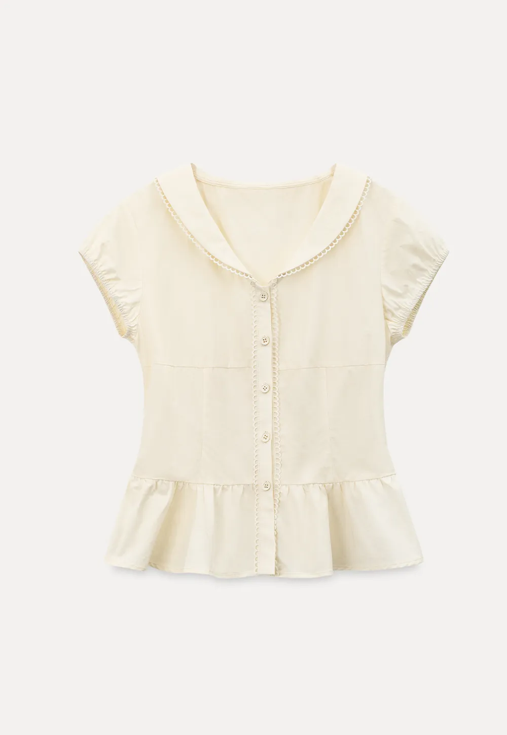 Puff Sleeve Peplum Top Shirt