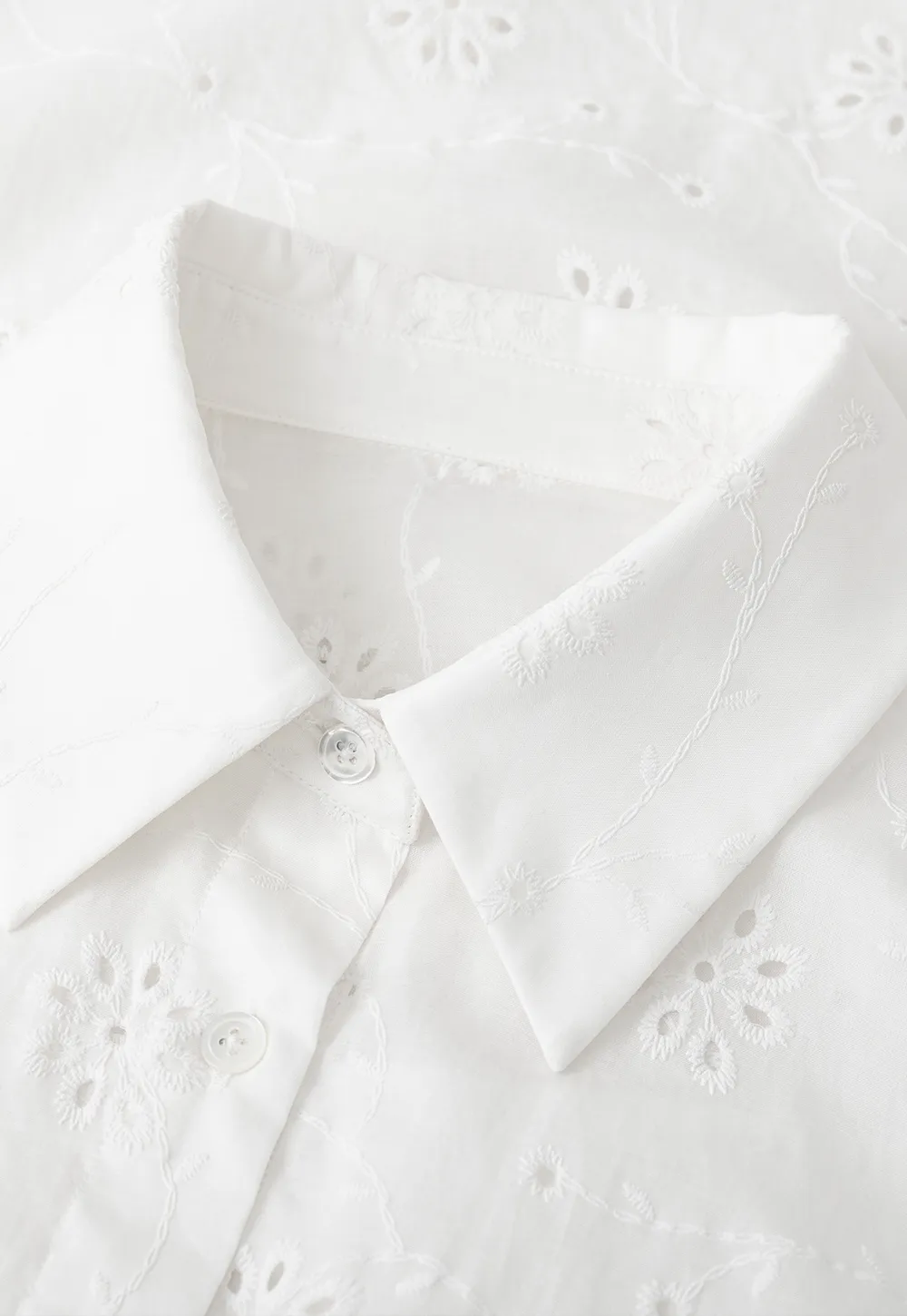 Eyelet Embroidered Button Down Shirt