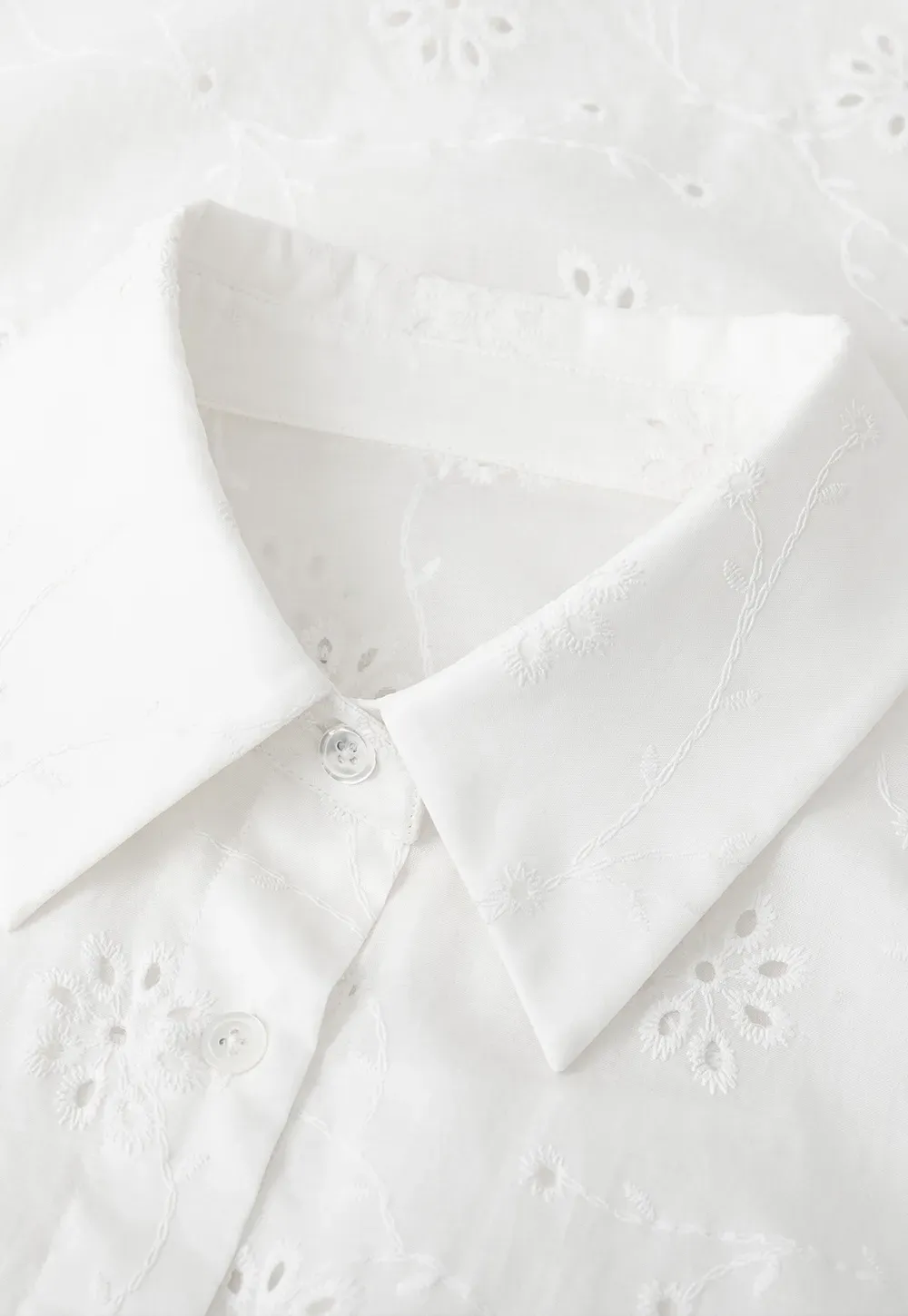Eyelet Embroidered Button Down Shirt