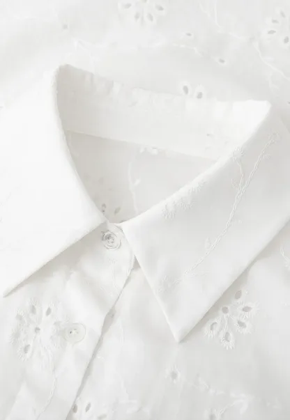 Eyelet Embroidered Button Down Shirt