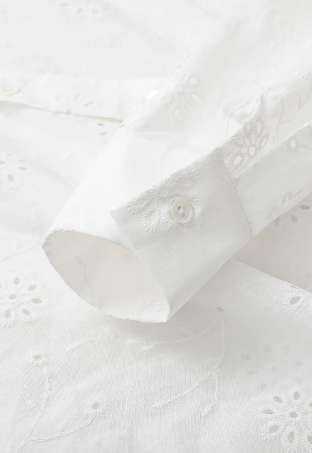 Eyelet Embroidered Button Down Shirt