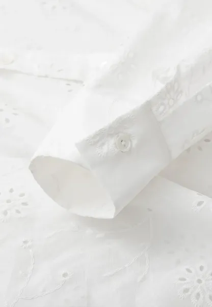 Eyelet Embroidered Button Down Shirt