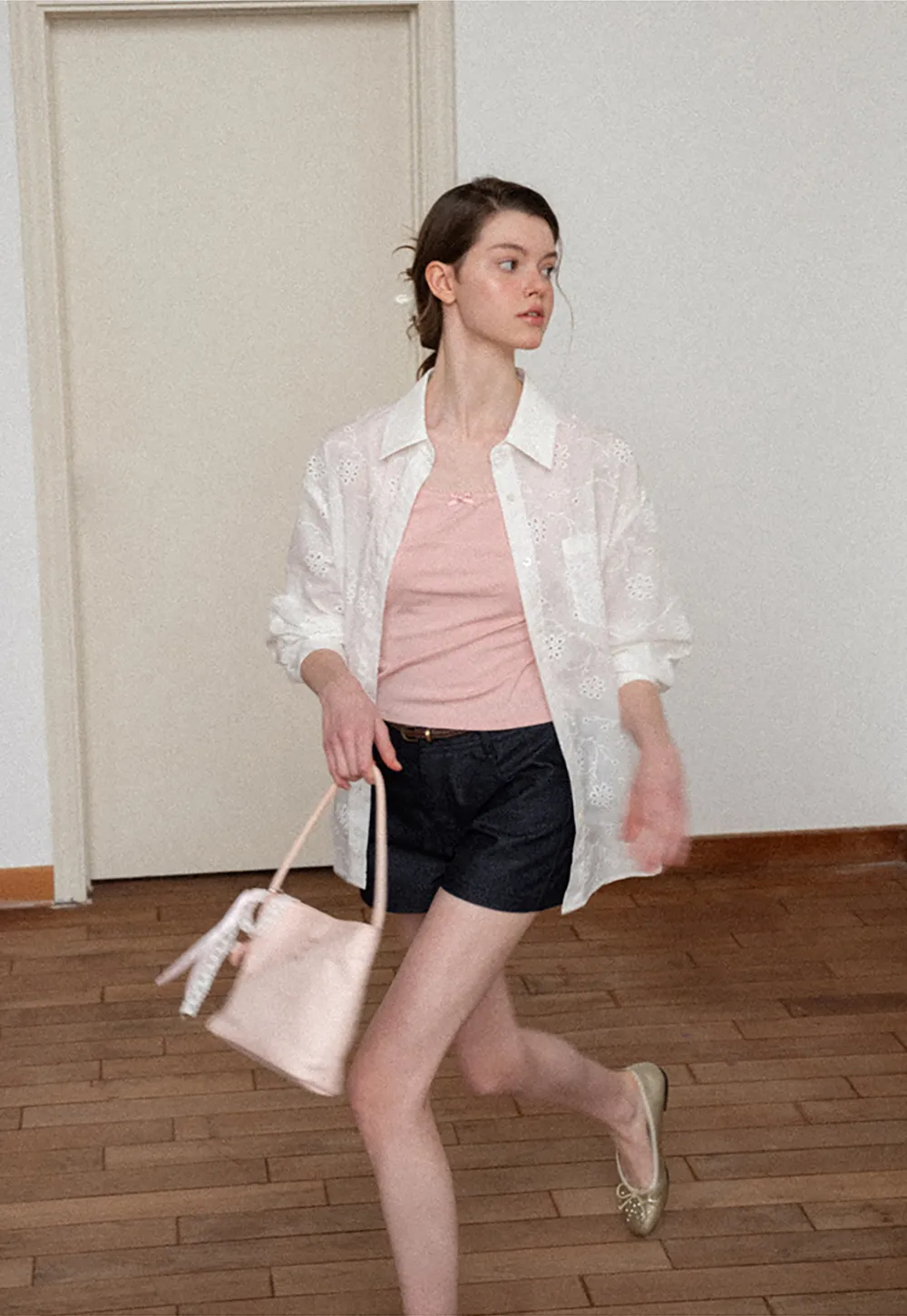 Eyelet Embroidered Button Down Shirt