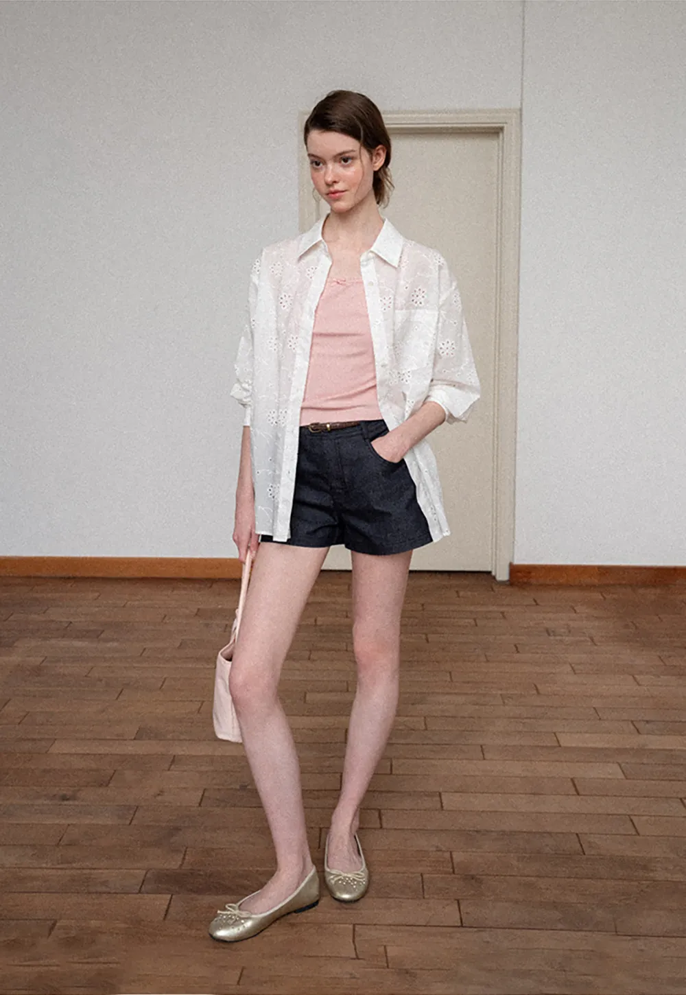 Eyelet Embroidered Button Down Shirt