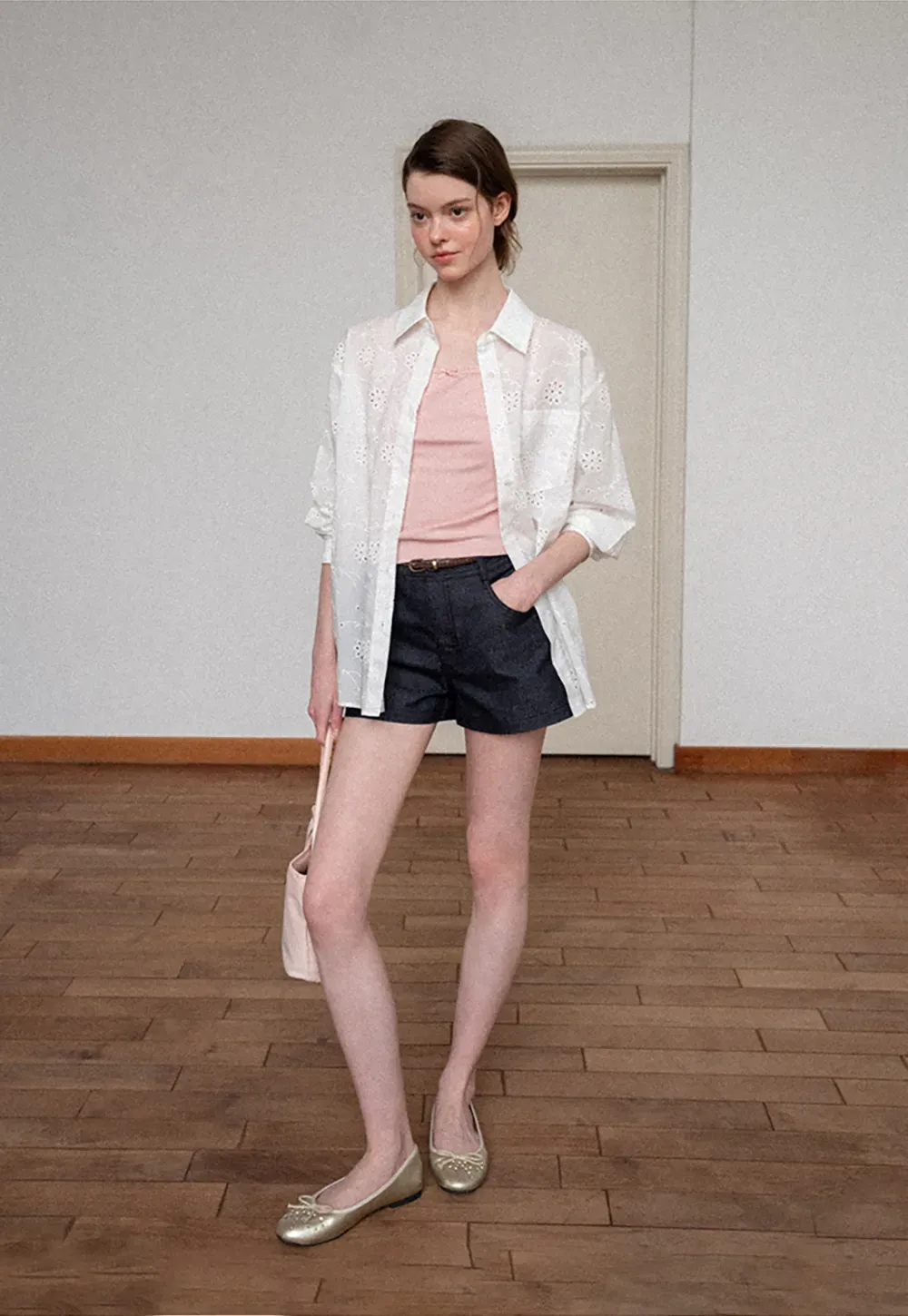 Eyelet Embroidered Button Down Shirt