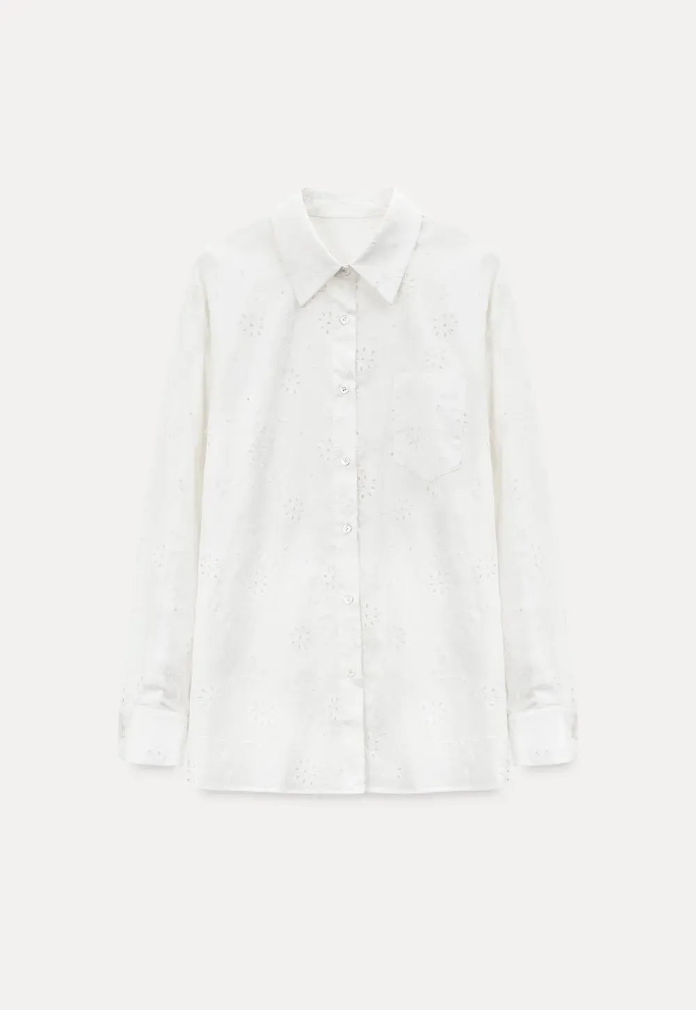 Eyelet Embroidered Button Down Shirt