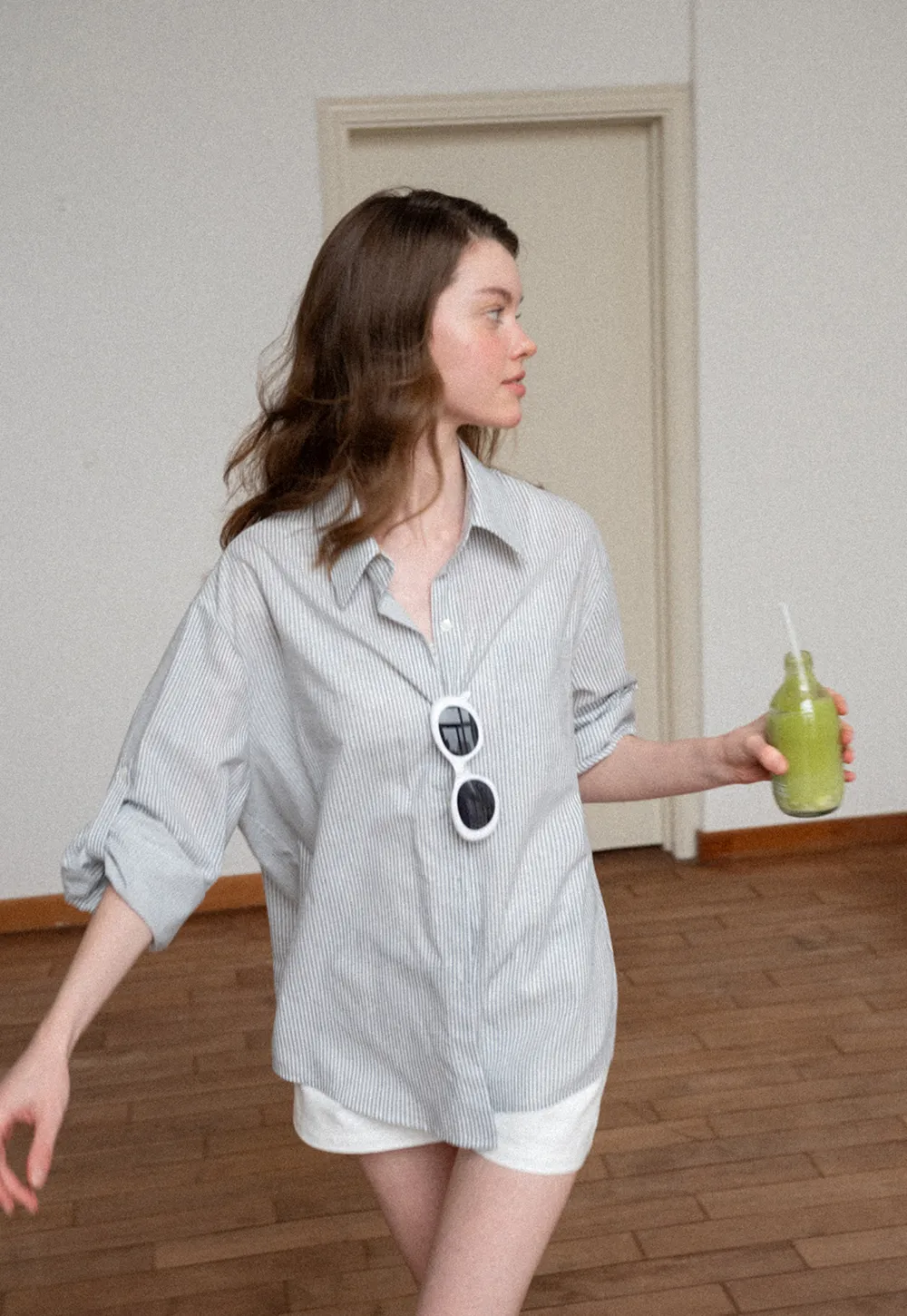 Oversized Striped Button Down Shirt