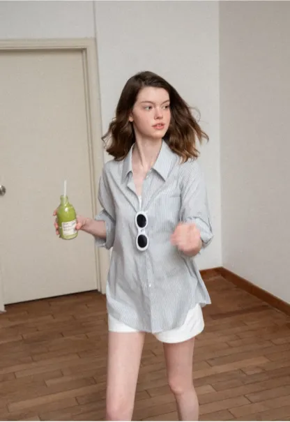 Oversized Striped Button Down Shirt