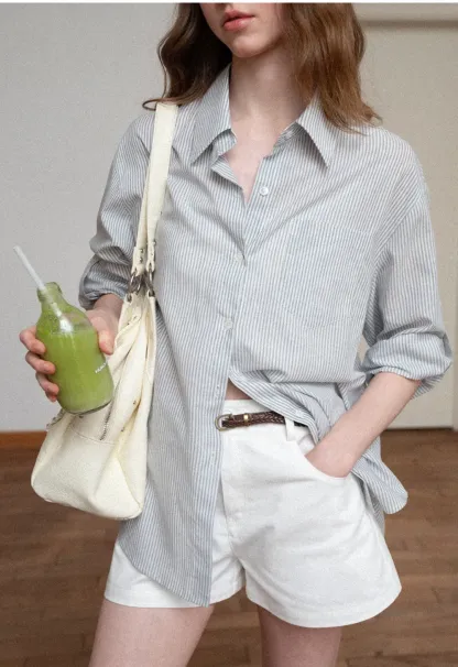 Oversized Striped Button Down Shirt