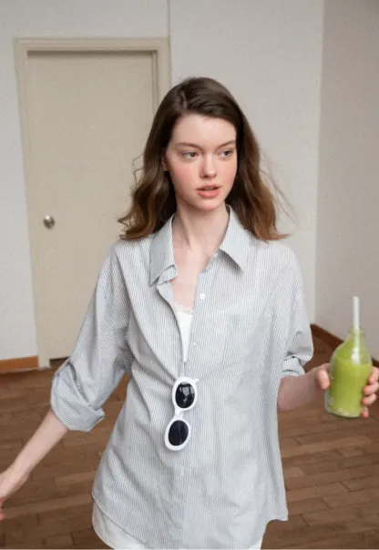 Oversized Striped Button Down Shirt