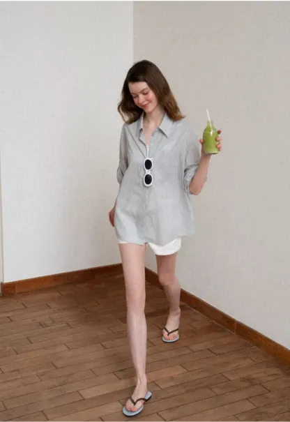 Oversized Striped Button Down Shirt