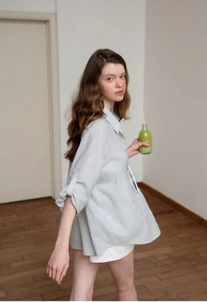 Oversized Striped Button Down Shirt