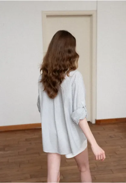 Oversized Striped Button Down Shirt