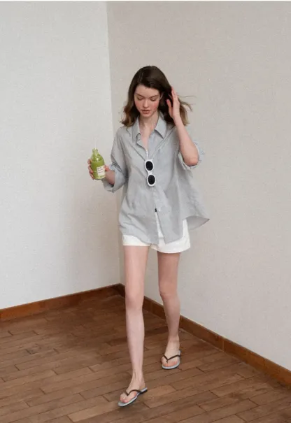 Oversized Striped Button Down Shirt