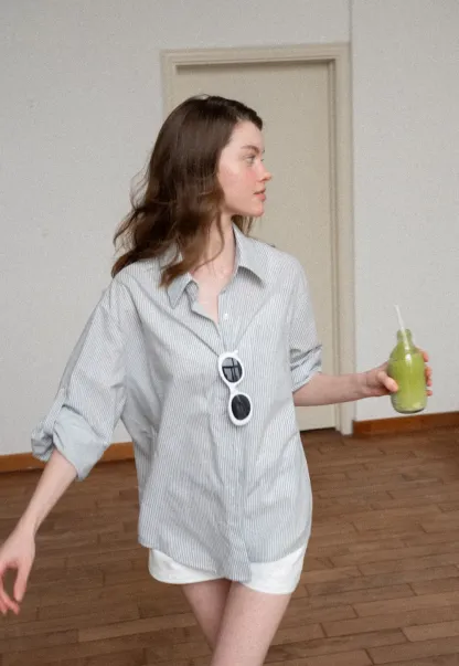 Oversized Striped Button Down Shirt